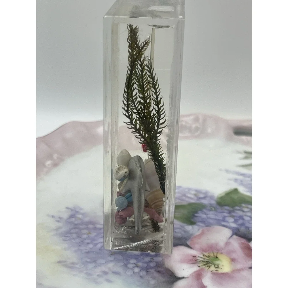Vintage Souvenir Thermometer Guam Fish Shells‎ Acrylic Paperweight